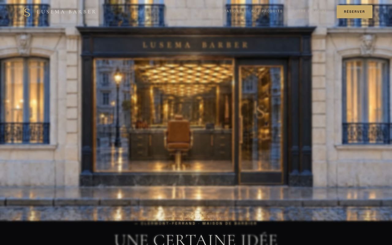 Page d'accueil de LUSEMA Barber, sur ordinateur