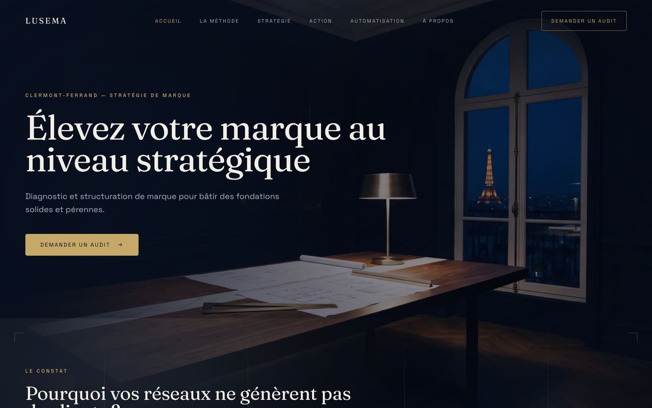 Page d'accueil de Avant, sur ordinateur